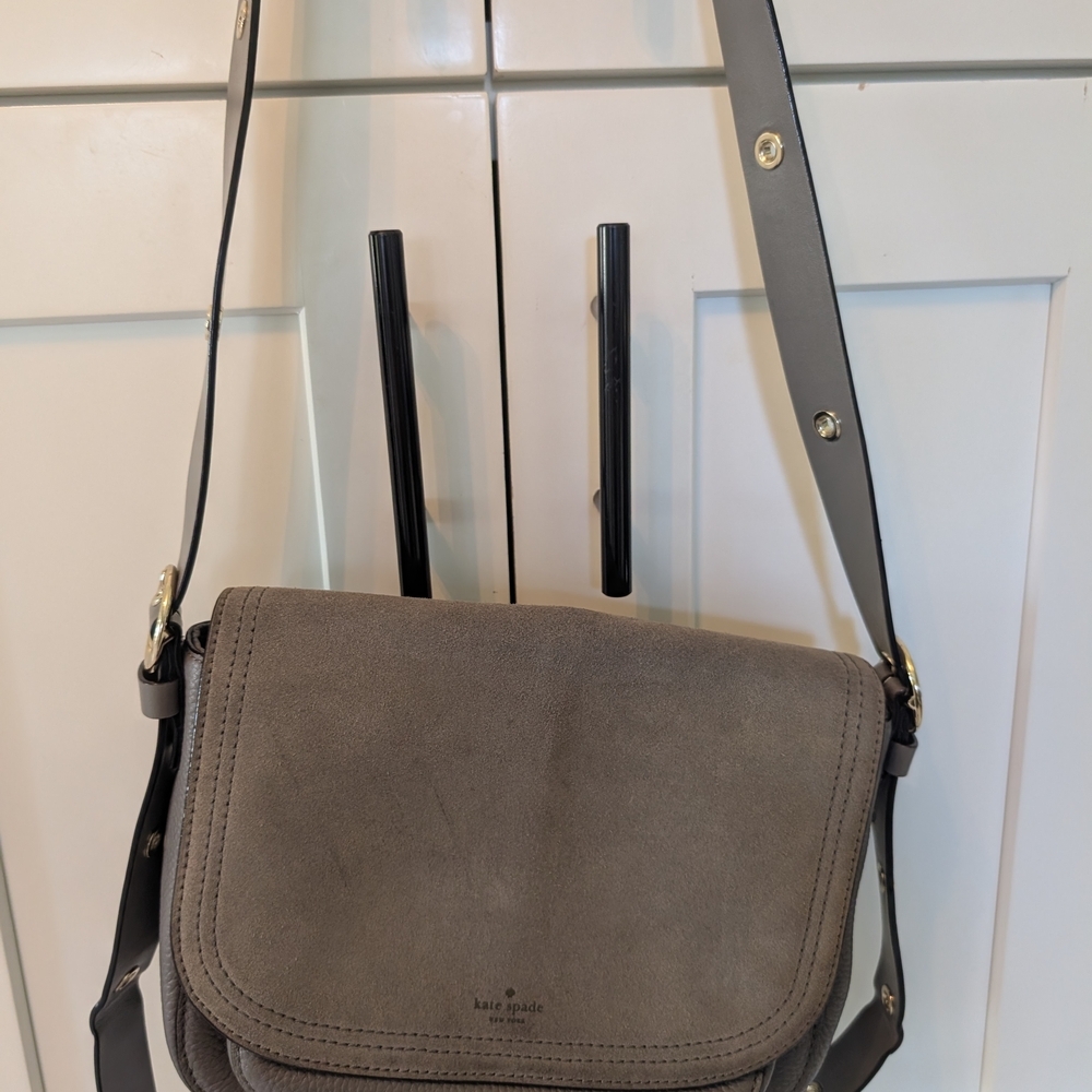Kate Spade Suede Crossbody Bag in Taupe